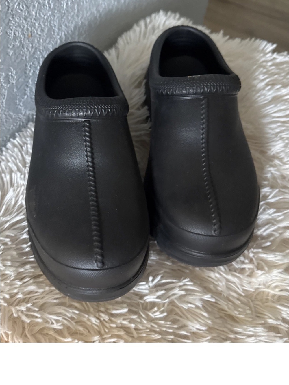 UGG Black Leather Slip-On Clog Mules